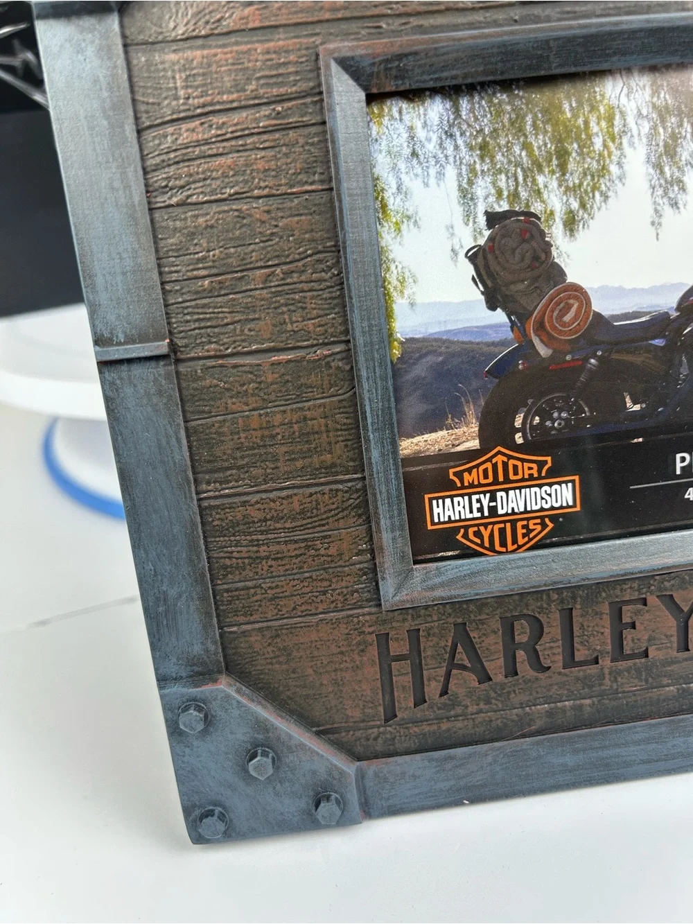 Harley-Davidson Industrial Faux Metal & Wood Picture Frame 4 x 6 Photo